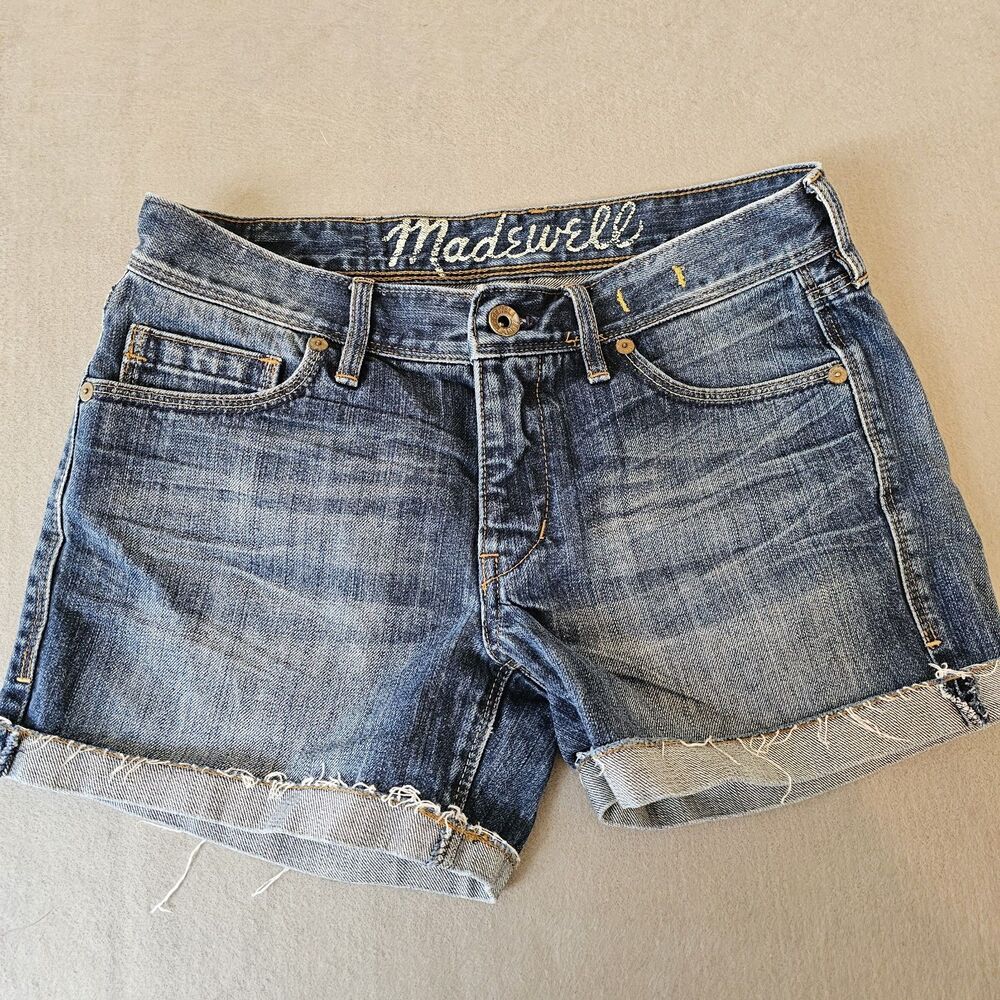 Madewell Women's Frayed Cuff blue denim Shorts- Size 27  Cut Offs, Summer Fun.